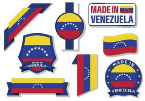 Collection of made in Venezuela badges labels Venezuela flags in ribbon vector illustration