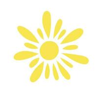Simple yellow sun vector illustration, cute summer image for making cards, decor, summer and holiday design
