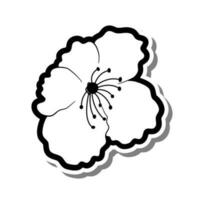 Doodle black line cherry blossom, sakura flower on white background. Vector illustration for decorate logo, wedding, greeting cards and any design.