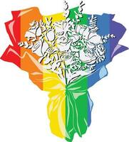 pride LGBTQ bouquet flower floral hand drawn ink style vector