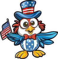 cute patriotic eagle mascot celebrate 4th of july vector