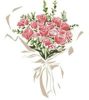 bouquet flower floral hand drawn ink style vector