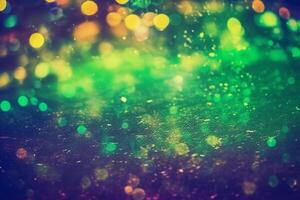 fancy bokeh light, grunge texture, vintage style background, green purple yellow gradient. photo