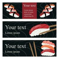 A set of banners to advertise sushi vector