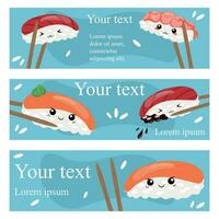 A set of banners to advertise sushi vector