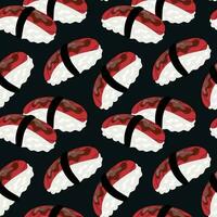 Seamless pattern with mouth-watering sushi vector