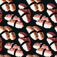 Seamless pattern with mouth-watering sushi vector