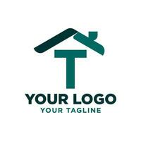 letter T roof vector logo design