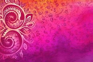 Fuchsia Crayola color background paper texture Rangoli pattern painting. photo