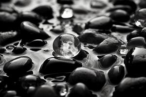 Black and White Cristal stones like ocean in water. photo