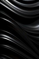 Wavy Black Metallic 3D Background. photo