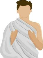 Muslim men wear ihram clothes for Hajj and Umrah vector