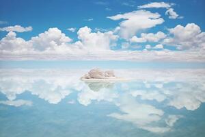 salar Delaware uyuni, reflexión agua, cielo. ai generativo foto