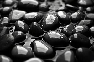 Black and White Cristal stones like ocean in water. photo