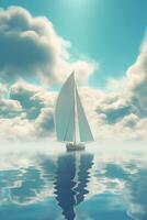 A sailboat and clouds in the water. photo