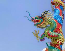 Dragon statue,  dragon symbol, dragon Chinese, is a beautiful Thai and Chinese architecture of shrine, temple. A symbol of good luck and prosperity during the Chinese New Year celebrations. photo