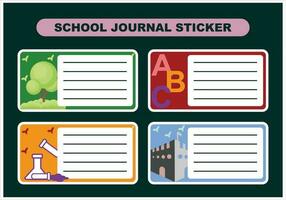 School timetable with school items in flat style. Vector illustration for kids. Name label for school book identity, ownership marker, ownership sticker, etc