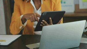 Audit concept,Administrator business man financial inspector and secretary making report calculating balance. Internal Revenue Service checking document. video