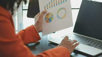 Audit concept,Administrator business man financial inspector and secretary making report calculating balance. Internal Revenue Service checking document. video