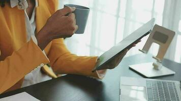 Audit concept,Administrator business man financial inspector and secretary making report calculating balance. Internal Revenue Service checking document. video