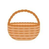 Wicker basket simple flat style vector illustration, Easter spring holidays flat style image