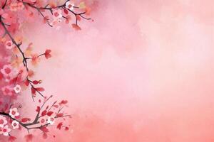 light pink background paper texture tiny petal flower painting in watercolor style. photo