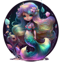 Cute Baby Mermaid Clipart watercolor t-shirt design, transparent background, png
