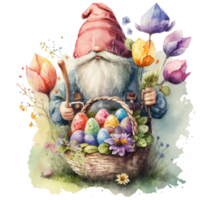 Easter Gnome Clipart watercolor t-shirt design, transparent background, png