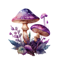 aquarelle mystique champignons clipart ai génératif png