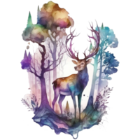 Enchanted Forest Woodland Animal t-shirt design, transparent background, png