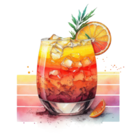 süß Bar Cocktails Sammlung Aquarell T-Shirt Design, transparent Hintergrund, ai generiert png