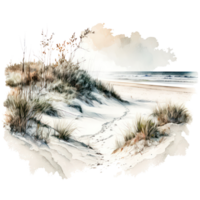 Ocean Beach Summer Clipart watercolor t-shirt design transparent background, png