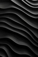 Wavy Black Metallic 3D Background. photo