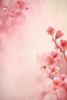 light pink background paper texture tiny petal flower painting in watercolor style. photo