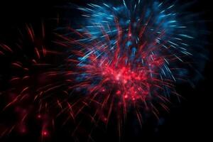 Blue, red, white, firework, Independence Day Abstract Poster background, copyspace. photo