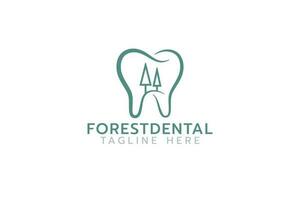 forest dental logo with a combination of a tooth and trees vector