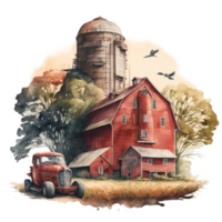 vallen boerderij clip art waterverf t-shirt ontwerp transparant achtergrond, ai gegenereerd png