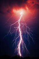 Realistic lightning in dark sky. photo