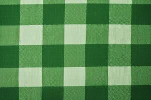 green fabric textile pattern, plaid background, linen cotton. photo