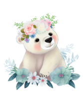 Cute Animals Watercolor flowers png