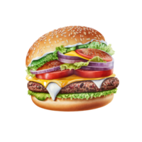 Cute fast food watercolor png