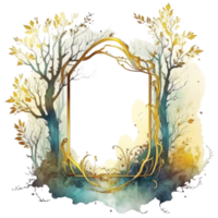 Enchanted Forest Frame Woodland t-shirt design, transparent background, png