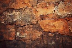 Rock abstract warm dark brown wall background. photo