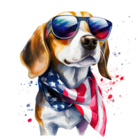 beagle perro sublimación acuarela camiseta diseño, transparente fondo, ai generado png