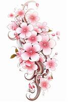 Copy space of Clipart of sakura blossoms. photo