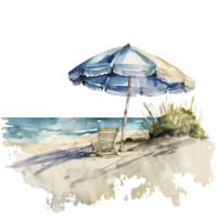 Ozean Strand Sommer- Clip Art Aquarell T-Shirt Design transparent Hintergrund, ai generiert png