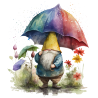 påsk gnome ClipArt vattenfärg t-shirt design, transparent bakgrund, ai genererad png