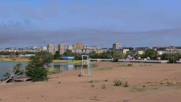 panorama- visningar av de stad av balkhash i kazakhstan video