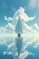 A sailboat and clouds in the water. photo