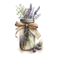 vattenfärg lavendel- stuga ClipArt ai generativ png